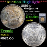 ***Auction Highlight*** 1889-p Morgan Dollar Textile Toned 1 Graded ms66 By SEGS (fc)