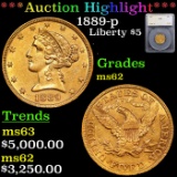 ***Auction Highlight*** 1889-p Gold Liberty Half Eagle 5 Graded ms62 By SEGS (fc)