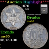 ***Auction Highlight*** 1870 Three Cent Silver 3cs Graded ms65 by SEGS (fc)