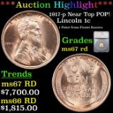 ***Auction Highlight*** 1917-p Lincoln Cent Near Top POP! 1c Graded ms67 rd By SEGS (fc)