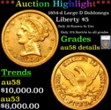 ***Auction Highlight*** 1854-d Gold Liberty Quarter Eagle Dahlonega $5 Graded au58 details By SEG