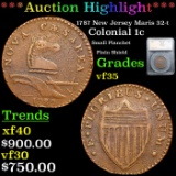 ***Auction Highlight*** 1787 New Jersey Colonial Cent Maris 32-t 1c Grades vf++ by SEGS (fc)