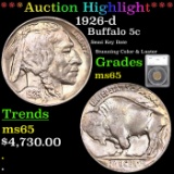 ***Auction Highlight*** 1926-d Buffalo Nickel 5c Graded ms65 By SEGS (fc)