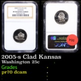 Proof NGC 2005-s Clad Kansas Washington Quarter 25c Graded pr70 dcam By NGC