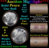 ***Auction Highlight*** Full solid date Uncirculated 1925-p Peace silver dollar roll, 20 coins (fc)