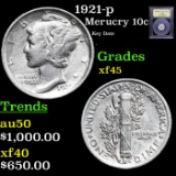 ***Auction Highlight*** 1921-p Mercury Dime 10c Graded xf+ By USCG (fc)