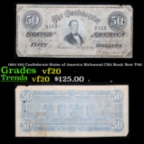 1864 $50 Confederate States of America Richmond CSA Bank Note T-66 Grades vf, very fine