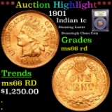 ***Auction Highlight*** 1901 Indian Cent 1c Graded GEM+ Unc RD By USCG (fc)