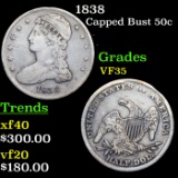 1838 Capped Bust Half Dollar 50c Grades vf++