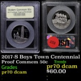 Proof . 2017-S Boys Town Centennial Modern Commem Half Dollar 50c Graded GEM++ Proof Deep Cameo By U