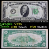 1928B $10 Green Seal Federal Reserve Note F-2002C Grades vf+