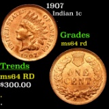 1907 Indian Cent 1c Grades Choice Unc RD