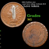 1864 Indian one cent love token intitals E.S Grades NG