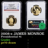 Proof NGC 2008-s JAMES MONROE Presidential Dollar 1 Graded pr70 dcam By NGC