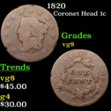 1820 Coronet Head Large Cent 1c Grades vg, very good