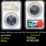 NGC Ionia, Miletus Late 6th-5th Centuries BC AR Obol Graded Fine By NGC