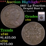 ***Auction Highlight*** 1807 Draped Bust Large Cent Lg Fraction 1c Graded vf35 By SEGS (fc)