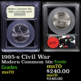. 1995-s Civil War Modern Commem Half Dollar 50c Graded ms70, Perfection By USCG
