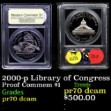 Proof . 2000-p Library of Congress Modern Commem Dollar $1 Graded GEM++ Proof Deep Cameo By USCG