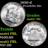 1950-d Franklin Half Dollar 50c Grades Select Unc+ FBL