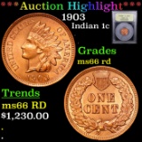 ***Auction Highlight*** 1903 Indian Cent 1c Graded GEM+ Unc RD By USCG (fc)