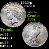 1923-p Peace Dollar $1 Grades Choice AU/BU Slider