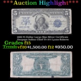 ***Auction Highlight*** 1899 $5 Dollar Large Size Silver Certificate Oncpapa Indian Chief Fr-271 Lyo