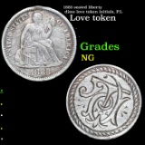1883 seated liberty dime love token initials, P.L Grades NG