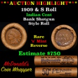 ***Auction Highlight*** Mixed small cents 1c orig shotgun roll, 1909 & S Indian Cent on other end, M