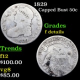 1829 Capped Bust Half Dollar 50c Grades f details