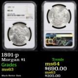 NGC 1891-p Morgan Dollar 1 Graded ms63 By NGC