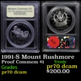 Proof . 1991-S Mount Rushmore Modern Commem Dollar $1 Graded GEM++ Proof Deep Cameo By USCG