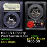 Proof . 1986-S Liberty Modern Commem Half Dollar 50c Graded GEM++ Proof Deep Cameo By USCG