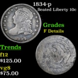 1834-p Seated Liberty Dime 10c Grades f details