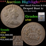 ***Auction Highlight*** 1807 Small Faction Draped Bust Large Cent S-274 1c Graded xf40 By SEGS (fc)