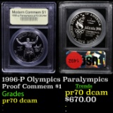 Proof . 1996-P Olympics Paralympics Modern Commem Dollar $1 Graded GEM++ Proof Deep Cameo By USCG