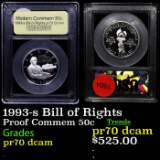 Proof . 1993-s Bill of Rights Modern Commem Half Dollar 50c Graded GEM++ Proof Deep Cameo By USCG