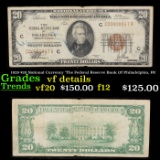 1929 $20 National Currency 'The Federal Reserve Bank Of Philadelphia, PA' Grades vf details