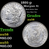 1891-p Morgan Dollar $1 Grades Choice AU/BU Slider