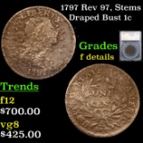 1797 Rev 97, Stems Draped Bust Large Cent 1c Grades f12 Details by SEGS