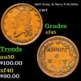 1863 Army & Navy Civil War Token F-18/300a 1c Grades xf+