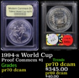 Proof 1994-s World Cup Modern Commem Dollar $1 Graded GEM++ Proof Deep Cameo By USCG