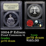 Proof 2004-P Edison Modern Commem Dollar $1 Graded GEM++ Proof Deep Cameo By USCG