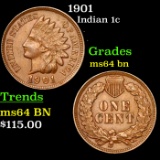 1901 Indian Cent 1c Grades Choice Unc BN