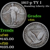 1917-p TY I Standing Liberty Quarter 25c Grades vf+