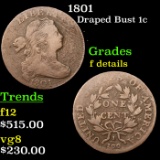 1801 Draped Bust Large Cent 1c Grades f details