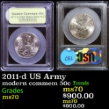 . 2011-d US Army Modern Commem Half Dollar 50c Graded ms70, Perfection By USCG
