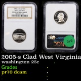 Proof NGC 2005-s Clad West Virginia Washington Quarter 25c Graded pr70 dcam By NGC