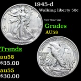 1945-d Walking Liberty Half Dollar 50c Grades Choice AU/BU Slider