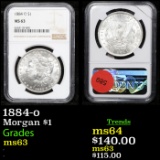 NGC 1884-o Morgan Dollar 1 Graded ms63 By NGC